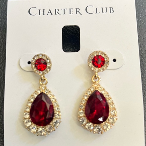 Macy's Jewelry - Macy's Charter Club Ruby Red and Gold Teardrop Earrings
